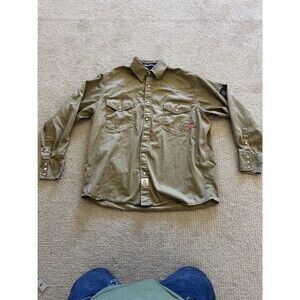 Bocomal Long Sleeve Flame Resistant Western Pearl Snap Work Shirt XL Beige Mens